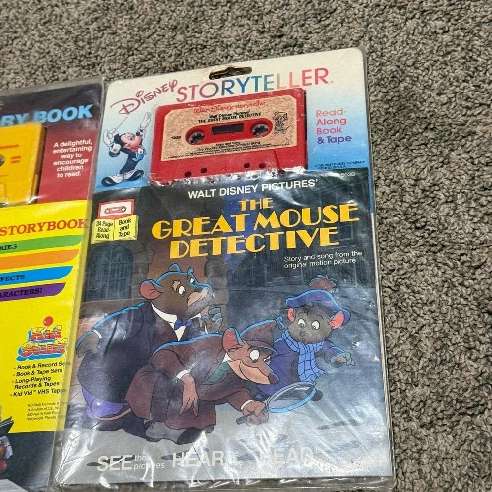 Vintage Read Along Book & Cassette Tape VTG Disney Great Mouse Detective Popples